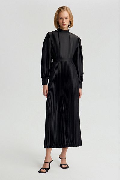 TOUCHE PRİVE PLEATED SATIN DRESS
