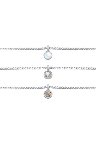 ELLI Halskette Choker Layer Mondstein Turmalin Labradorit 925 Silber