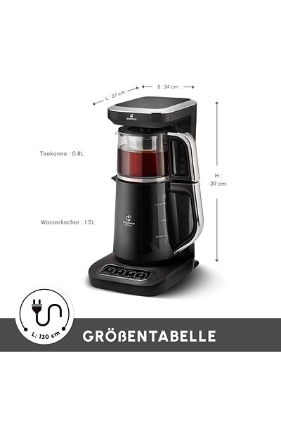 Karaca Caysever Robotea Pro 4 in 1 sprechender automatischer Teekocher Wasserkocher und Filterkaffee