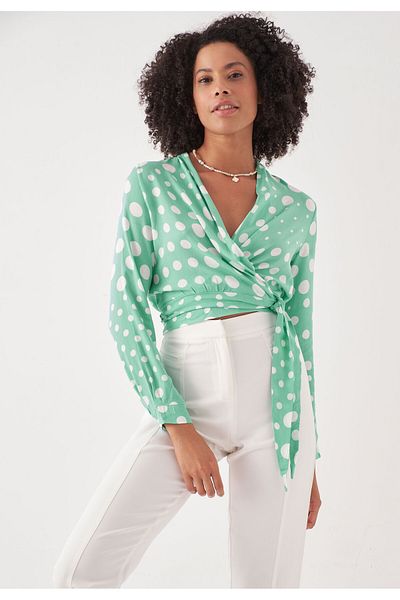 Herita Bluse mit langen Ärmeln und Bindeband