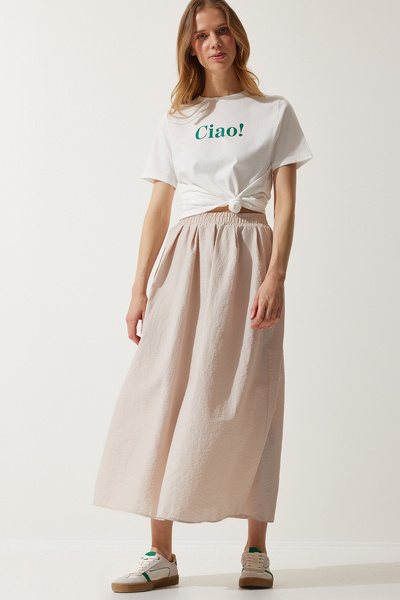 Happiness İstanbul Dámska krémová padáková balónová sukňa RG00018