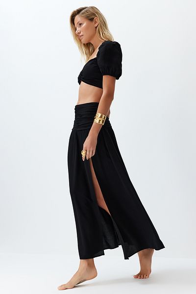Trendyol Collection Black Accessory Detailed Blouse and Skirt Beach Set - Tbess24Au00036