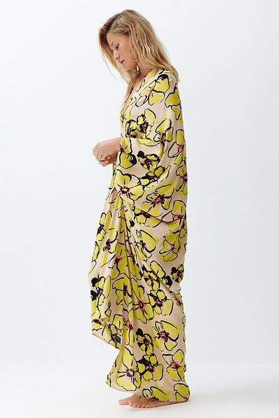 Trendyol Collection Φόρεμα λουλουδιών με φαρδιά εφαρμογή Maxi Woven ντραπέ φόρεμα παραλίας TBESS23EL00274