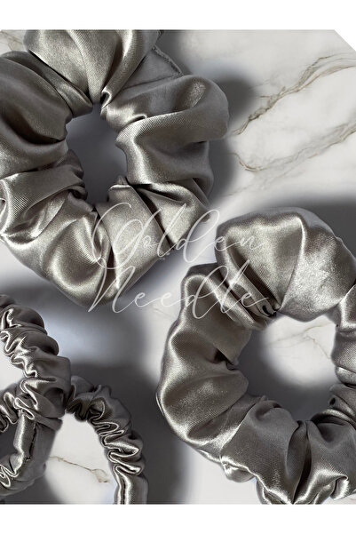 Golden Needle مشبك مطاطي من الساتان باللون الرمادي للنساء مكون من قطعتين