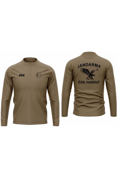 TakTikAl SHOP JANDARMA ÖZEL HAREKAT BASKILI YARIM FERMUARLI UZUN KOLLU TİŞÖRT