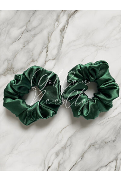 Golden Needle إبزيم مطاطي من الساتان للسيدات باللون الأخضر مكون من قطعتين