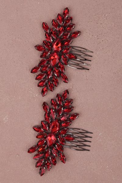 Hayalperest boncuk Accesoriu pentru păr de nuntă de mireasă Model din 2 piese Henna Accesoriu elegant pentru noapte și nuntă Bordeaux
