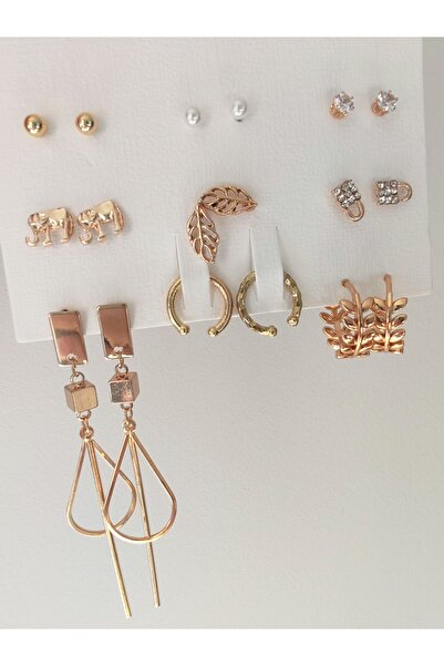 İLKYAZ AKSESUAR 9'LU KIKIRDAK KÜPELİ MİNİMAL KÜPE SET