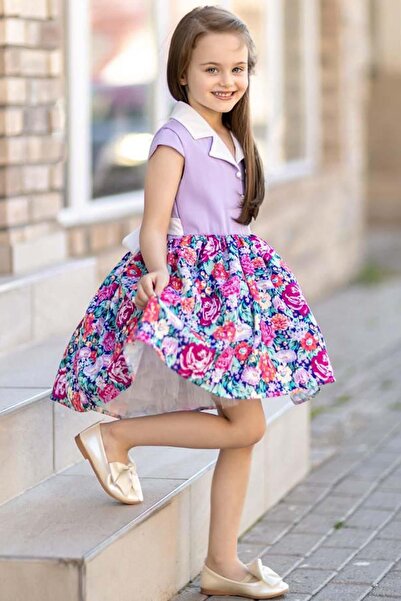 Riccotarz Rochie Liliac Imprimat Floral Guler Fata