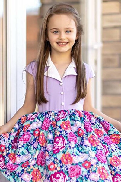 Riccotarz Rochie Liliac Imprimat Floral Guler Fata