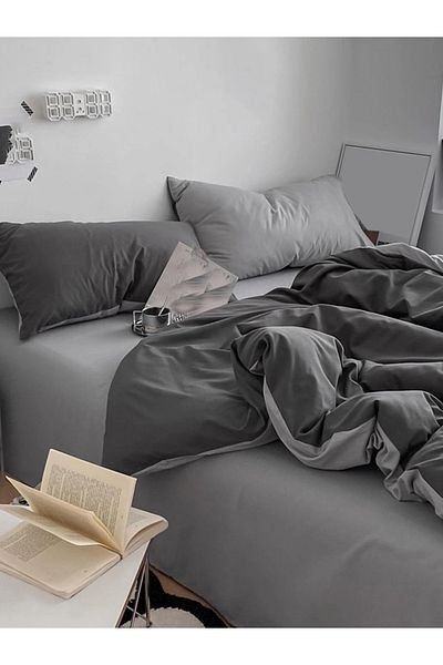 CAQQA Double Elastic Sheet Duvet Cover Set| Anthracite - Gray