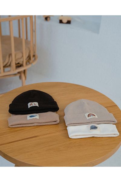 Lisara Rib Beanie Cocuk Space Detailed