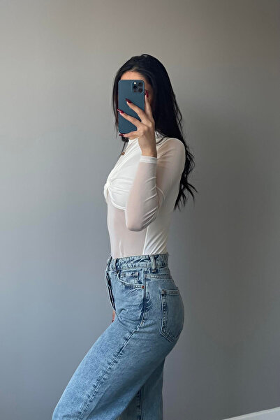 Laluvia Weiße Bluse mit Raffungen