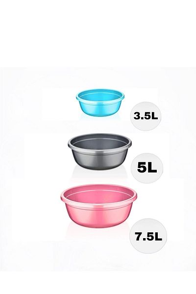 TAKYAKA 3-Piece Colorful Dough Basin Set Without Lid 3.5 LT-5 LT- 7.5 LT