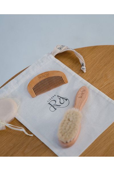 Lisara baby comb set goat clay dogal sheet hair and dogal wood comb