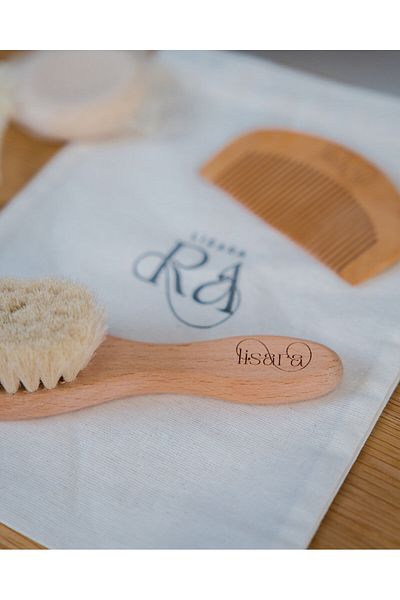 Lisara baby comb set goat clay dogal sheet hair and dogal wood comb