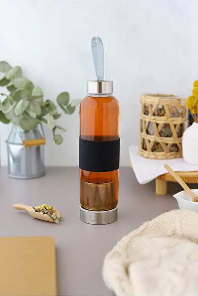 Qmatara Demlikli Borosilikat Cam matara