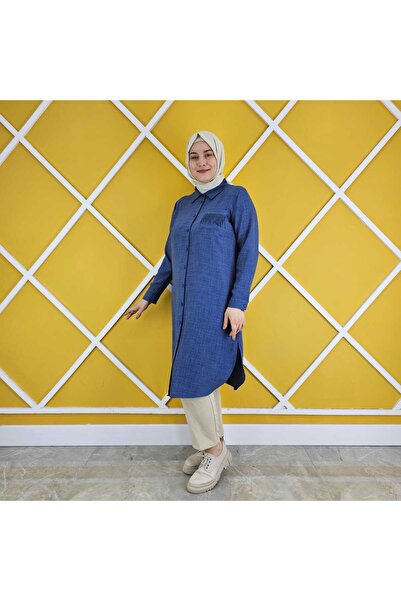 BİRSEN BUTİK Kadın Keten Kumaş Tunik Gömlek