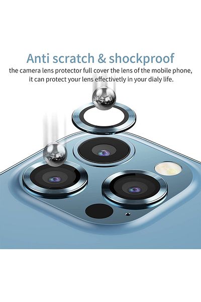 EVAX عدسة معدنية لهاتف Iphone 13 Pro Max / Iphone 13 Pro - مجموعة عدسات واقية للكاميرا مكونة من 3 قطع
