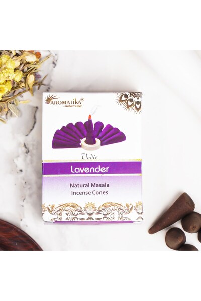 Aromatika Lavanta Kokulu Organik Kömürsüz Konik Tütsü