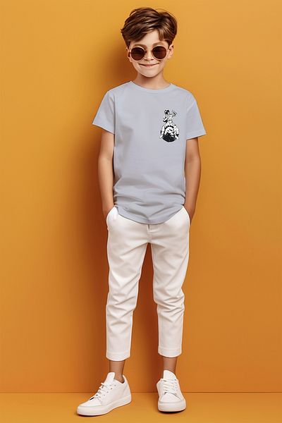 ADABEBEK Tricou pentru băieți cu imprimeu astronaut așezat pe lună