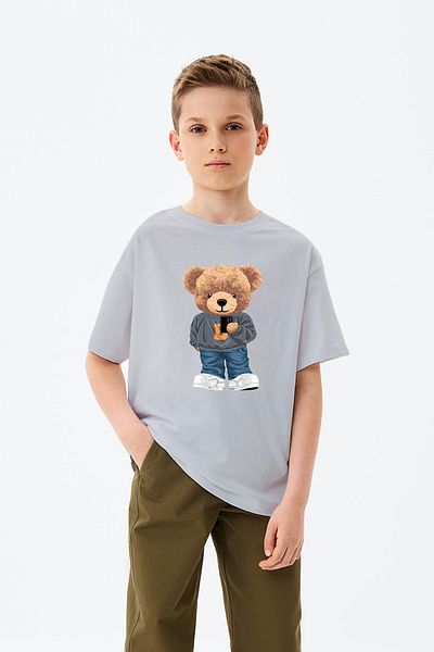 ADABEBEK TeddyBear τυπωμένο μπλουζάκι για αγόρι με φωτογραφία