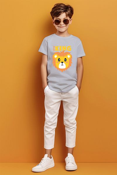 ADABEBEK Tricou pentru băiat cu modele de leu scris Micul Rege