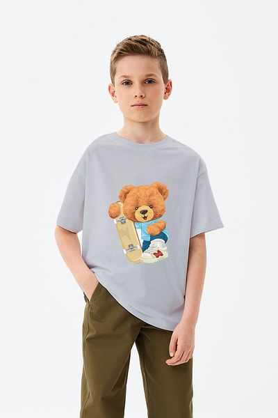 ADABEBEK Adidași Skateboarding Teddy Bear Imprimat Tricou Băieți