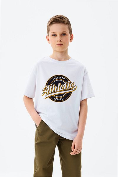 ADABEBEK Tricou pentru băieți cu logo imprimat Athletic