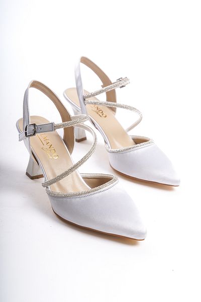 ELMANDO Heeled Shoes Silver Satin