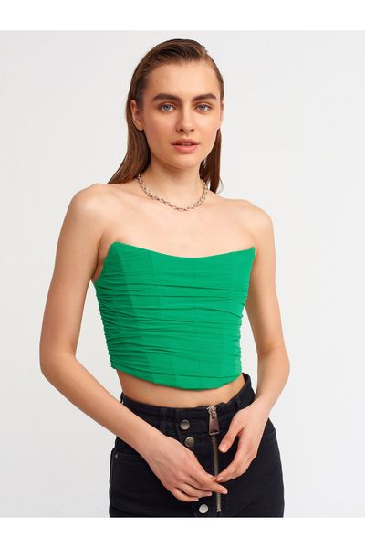 Strapless top with pleat detail