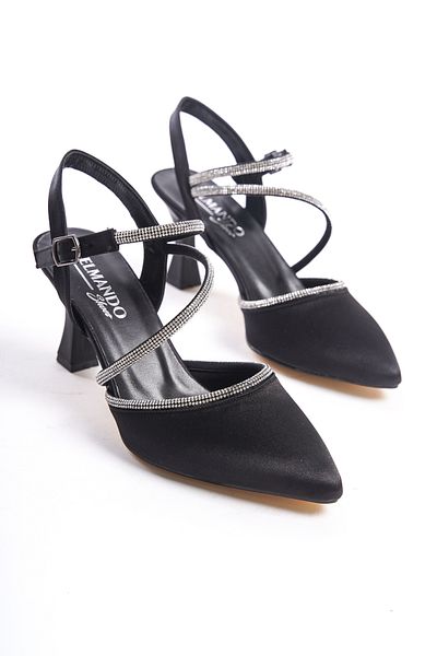 ELMANDO High Heels Black Satin