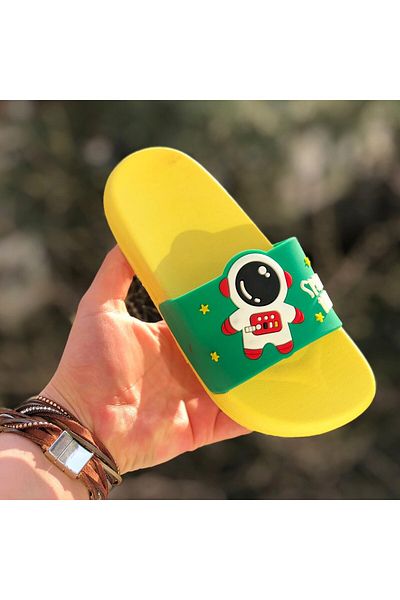 Pandalina Children's Slippers Astronaut Rocket Figured Non-Slip Sole Children's Beach Sea Pool Bathroom Slippers