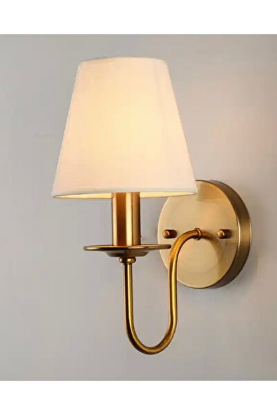 burenze Modern Duvar Aplik Eskitme Gold Sarı Açık Krem Abajur Elektrik İle Çalışır