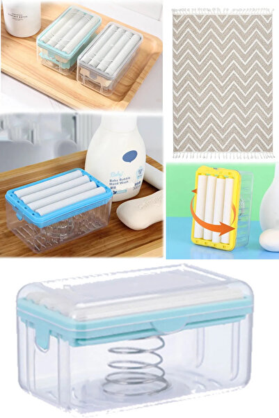 Ahlat Store Silindirli Çok Fonksiyonlu Sabun Kutusu Ovasız Yay Hızlı Drenajlı...