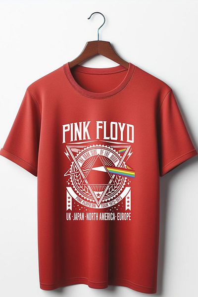 Vordevia Pink Floyd Printed Red Oversize Tshirt