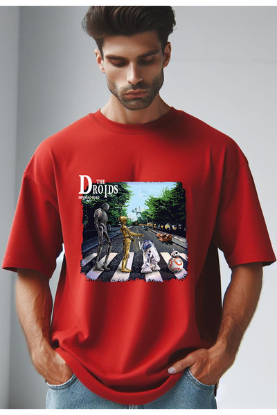 Vordevia Star Wars Droids Štampano Crvena Oversize kroj majica