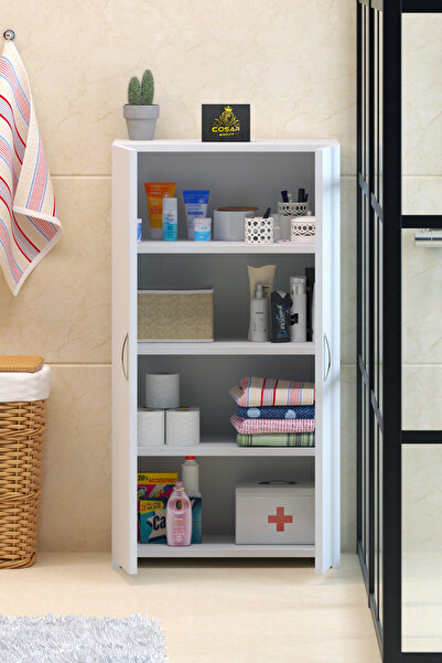 Cosargroup 4 Raflı Çok Amaçlı Dolap Çok Amaçlı Banyo Dolabı Mutfak Dolabı Beyaz
