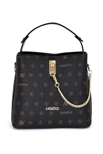 Armine 222 Kadın El Çantası Siyah Baskılı