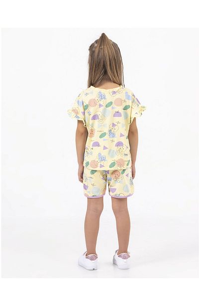 Harika KIDS Girl's Short Sleeve Shorts and Rabbit Print Summer Basic Set 2-5 years