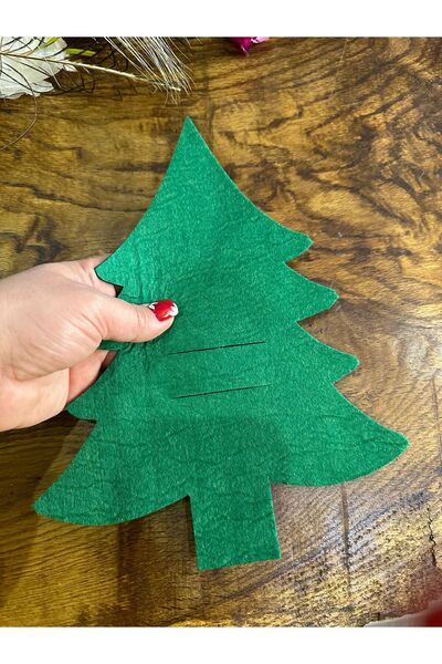 Gönülden Tasarım YEŞİL KEÇE ÇAM ĞACI KAŞIK BIÇAKLIK SOFRA