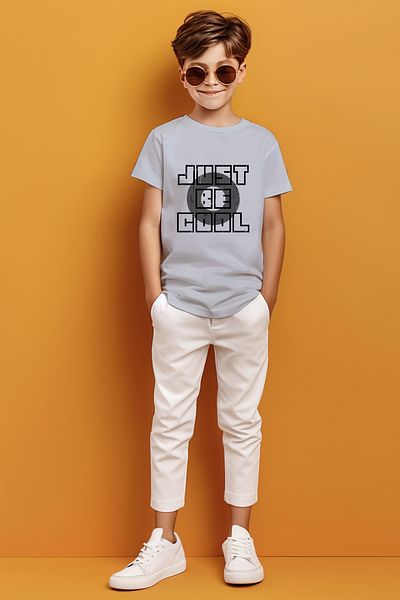 ADABEBEK Tricou pentru băieți, cu imprimeu, cu cerc scris Just Be Cool