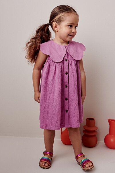 Next Baby 100% Cotton Pink Collar Dress