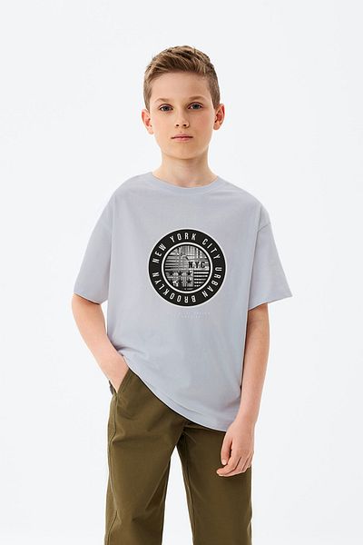 ADABEBEK Tricou pentru băieți cu imprimeu cu sigla Urban Brooklyn New York City