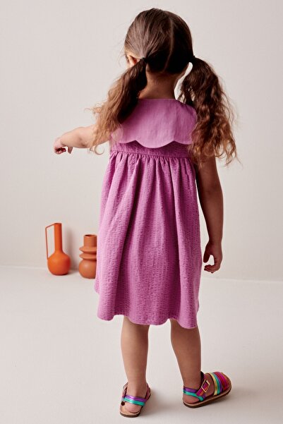 Next Baby 100% Cotton Pink Collar Dress