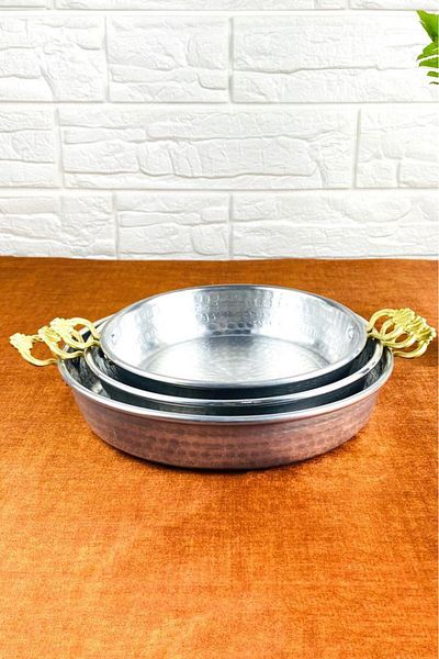 Tiesa Home طقم مقلاة ألومنيوم مكون من 3 قطع بمقبض مزدوج 18 سم - 20 سم - 22 سم
