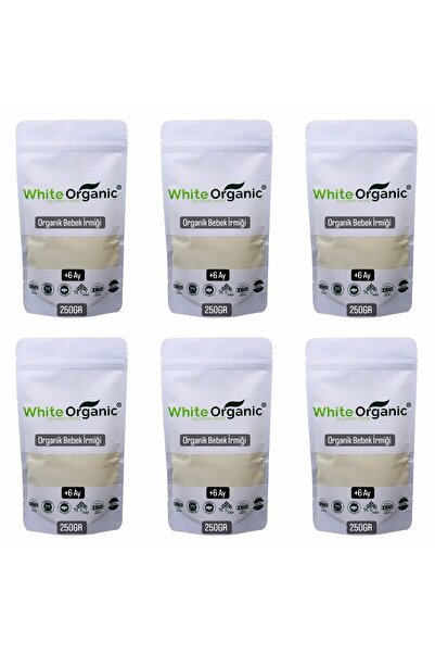 White Organic Organik Bebek İrmiği 250 GR +6 Ay Taş Değirmen 6'Lı Set Bebek E...