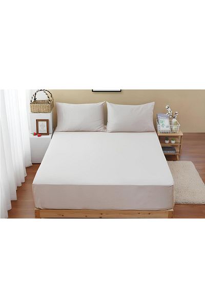 MELONIE Plain Cotton Satin Fitted Sheet Set (3 Different Sizes)
