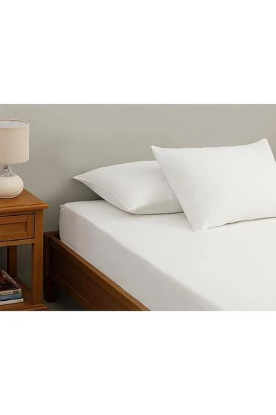 MELONIE Plain White Cotton Satin Fitted Sheet Set 3 Different Sizes