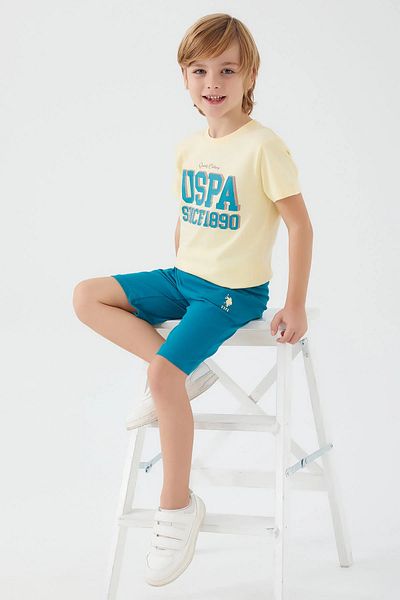 U.S. Polo Assn. Boy's Cotton Yellow T-Shirt Shorts Set